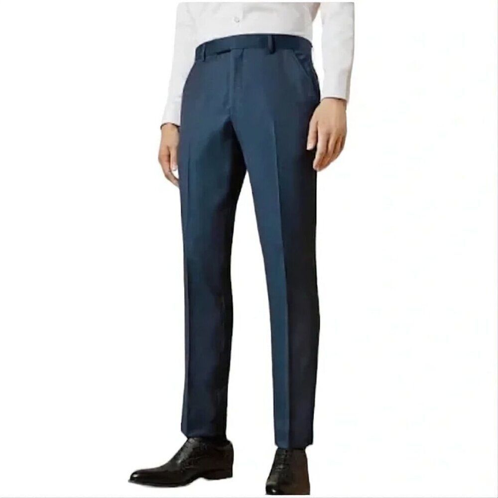 TED BAKER 40L Teal Blue Jonvant Pashion Plain Italian Fabric Men Trouser $260